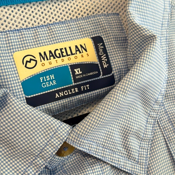 Magellan Outdoors - Blue Gingham Long Sleeve Button Down Shirt - Size: XL - Picture 5 of 6